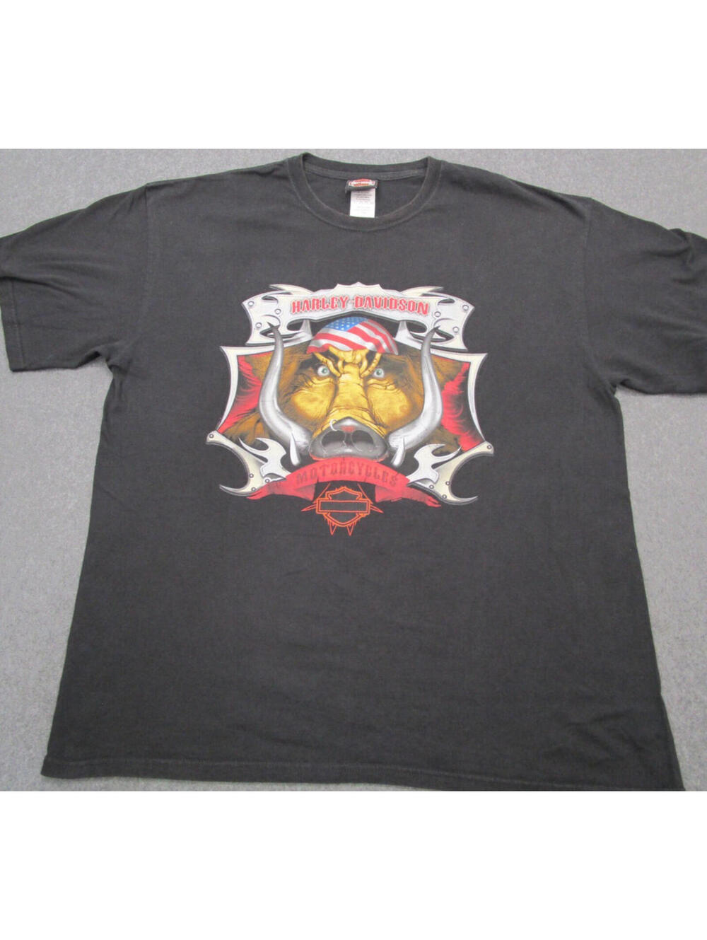 Vintage Harley Davidson Shirt Men XL Black Pig Rice Lake WI Motorcycle Biker Y2K - Picture 2 of 7